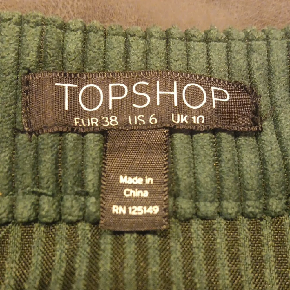 Topshop Dark Green Corduroy Button Front Mini Skirt